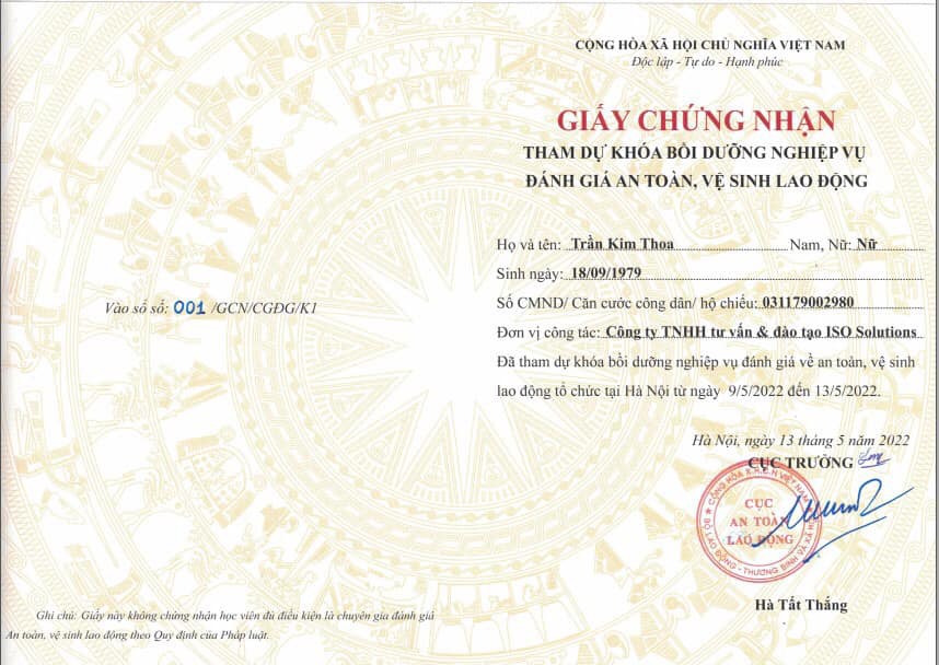 ĐÁNH GIÁ VIÊN AN TOÀN LAO ĐỘNG ĐƯỢC PHÊ DUYỆT VÀ CÔNG BỐ TRÊN TRANG WEBSITE CỦA BỘ LĐTBXH